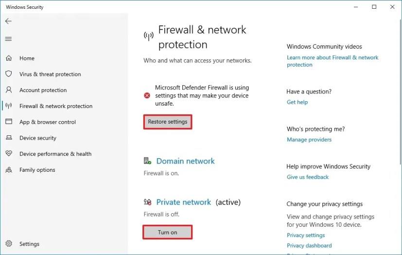How to disable firewall on Windows 10