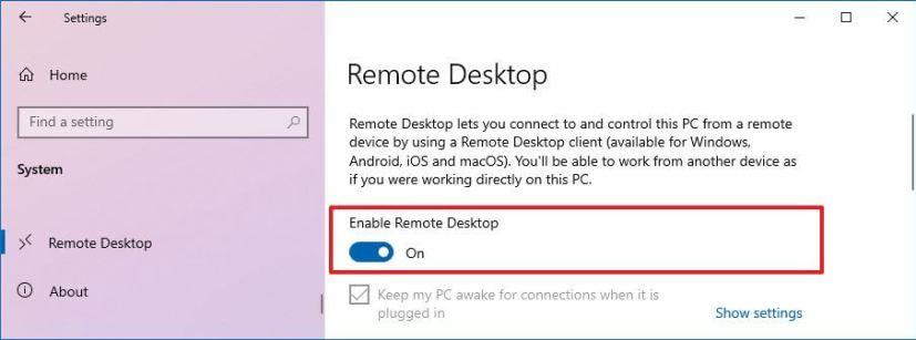 How to enable Remote Desktop on Windows 10