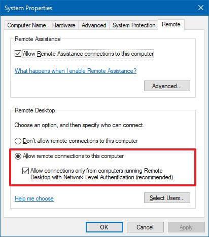 How to enable Remote Desktop on Windows 10
