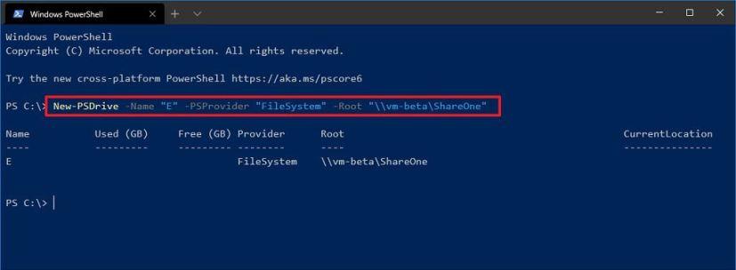 How to map network drive using PowerShell on Windows 10