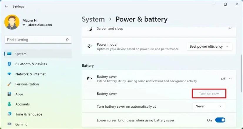 How to enable battery saver on Windows 11