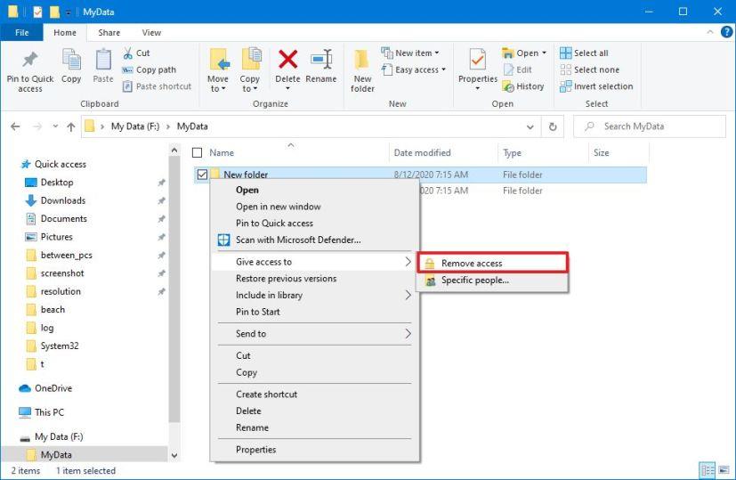 How to stop sharing network folder on Windows 10