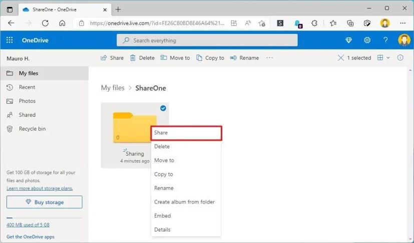 How to share files in OneDrive