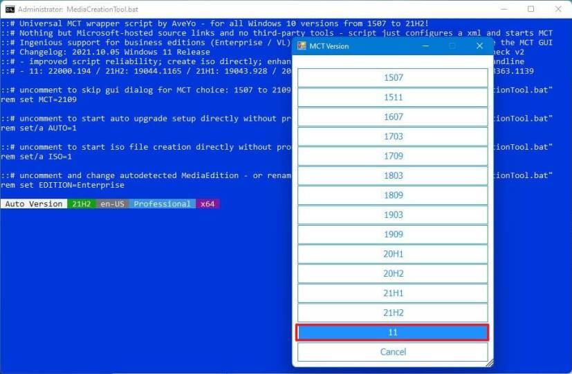 How to download Windows 11 using MediaCreationTool.bat script