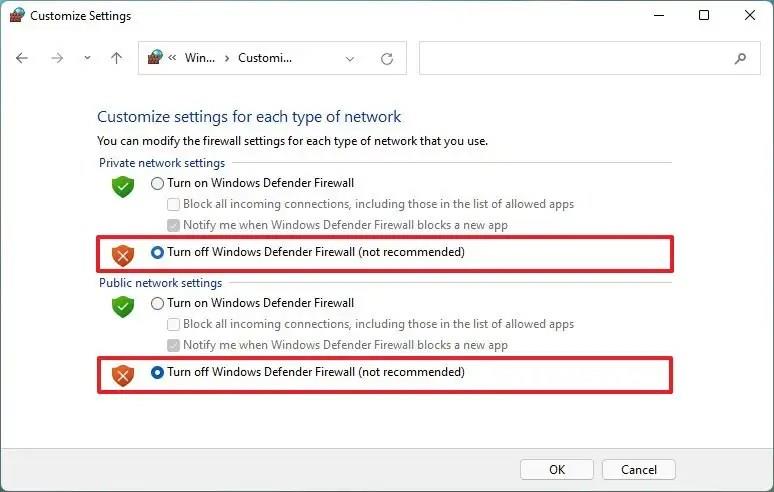 How to disable firewall on Windows 11