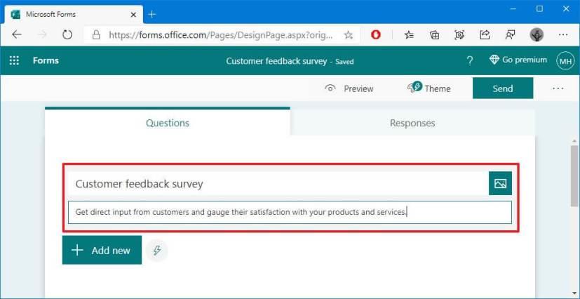 How to create survey with Microsoft Forms