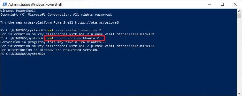 How to upgrade to WSL2 from WSL1 on Windows 10