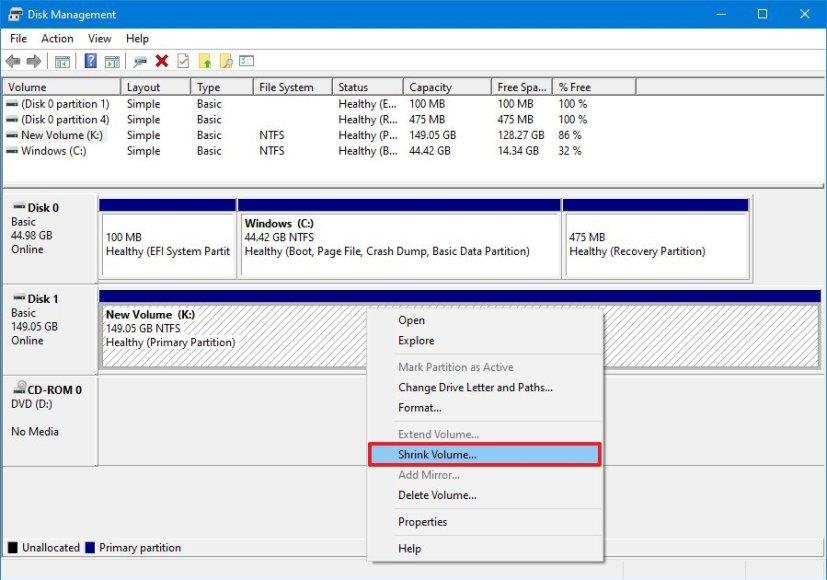 How to resize drive partition on Windows 10