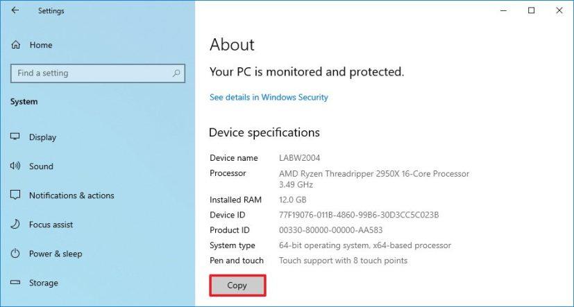 How to copy and paste hardware specs on Windows 10