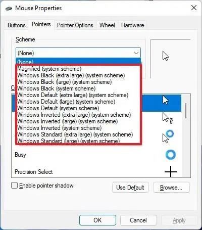 How to change mouse pointer color and size on Windows 11