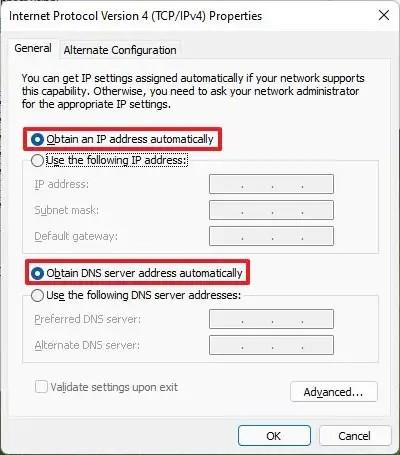 How to remove static IP address on Windows 11