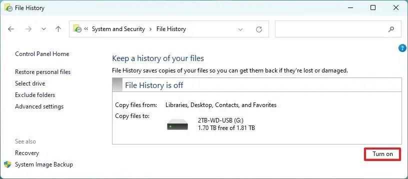 How to use File History backup on Windows 11