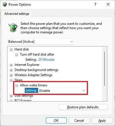 How to stop computer from waking up on Windows 11