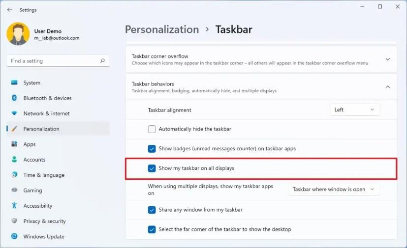 How to move Taskbar to second monitor on Windows 11