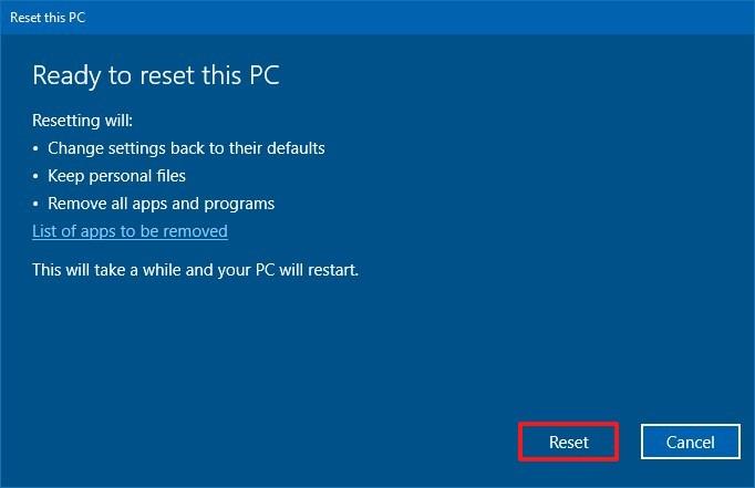 HOW TO RESET PC KEEPING PERSONAL FILES ON WINDOWS 10