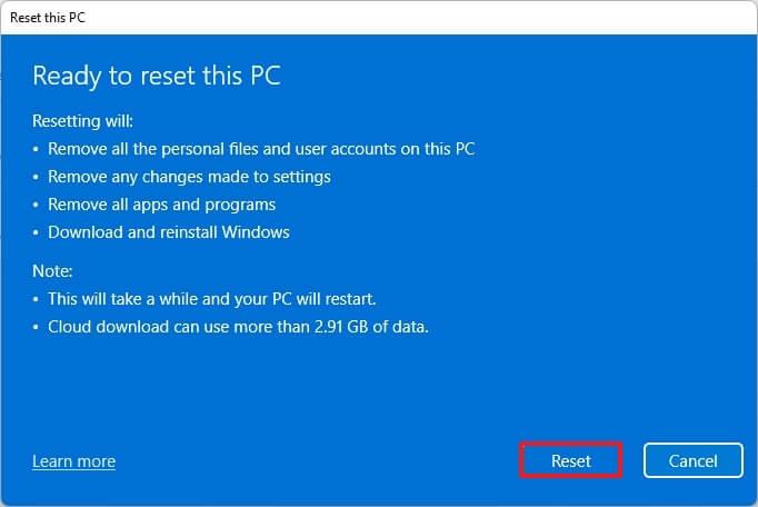 How to factory reset Windows 11 removing everything