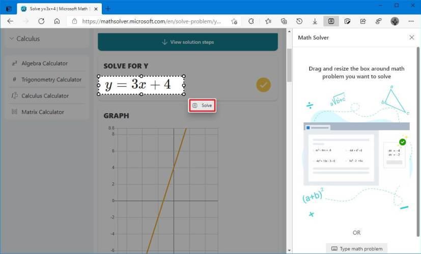 How to use Math Solver on Microsoft Edge