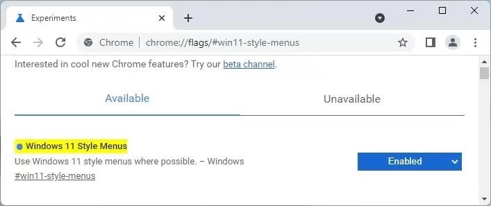 How to enable Windows 11 style menus on Chrome