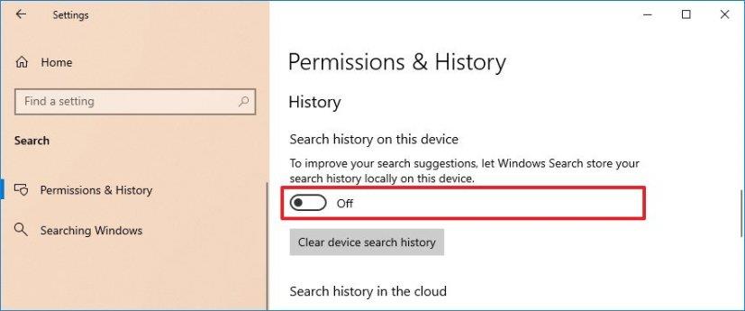 How to disable recent items in Search on Windows 10