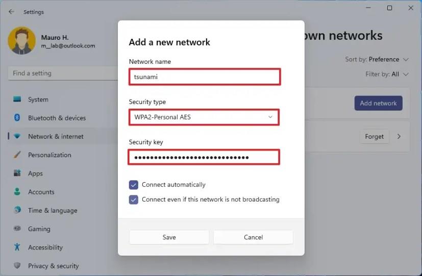 How to add Wi-Fi network connection on Windows 11