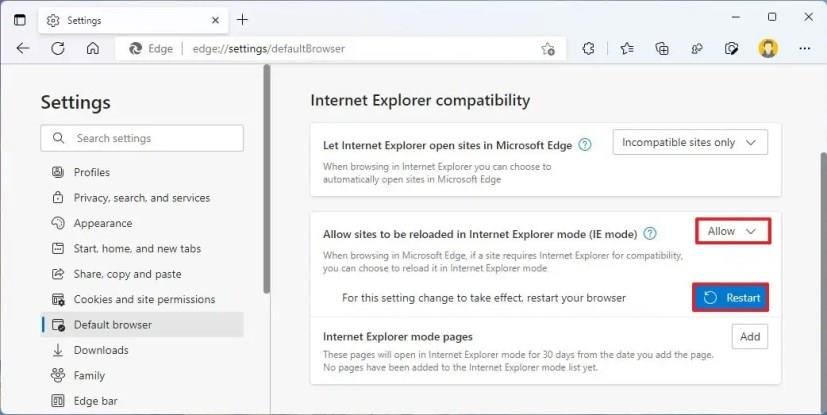 How to enable IE Mode on Microsoft Edge