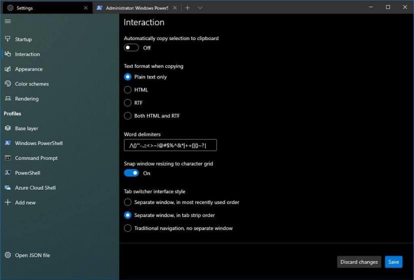 WINDOWS TERMINAL NEW SETTINGS UI CLOSER LOOK