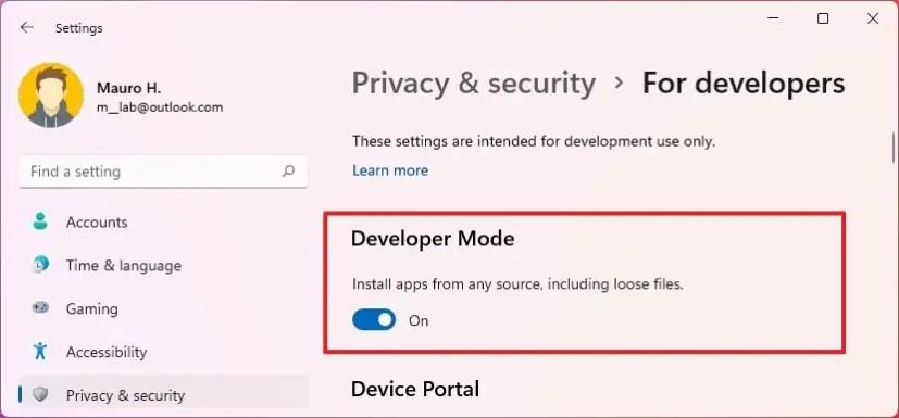 How to enable Developer Mode on Windows 11