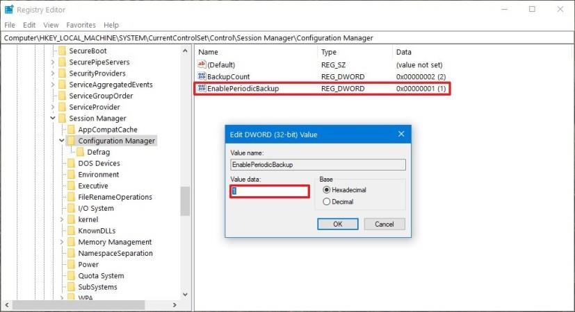 How to enable automatic Registry backup on Windows 10
