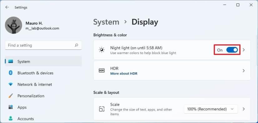 How to enable Night light on Windows 11