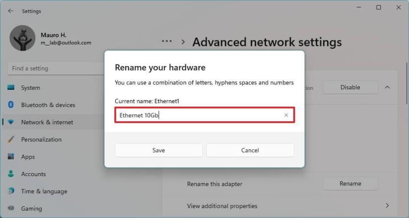 How to rename network adapter on Windows 11