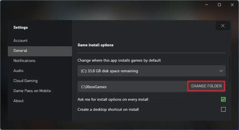 How to change Xbox games install drive and folder locations on Windows 11