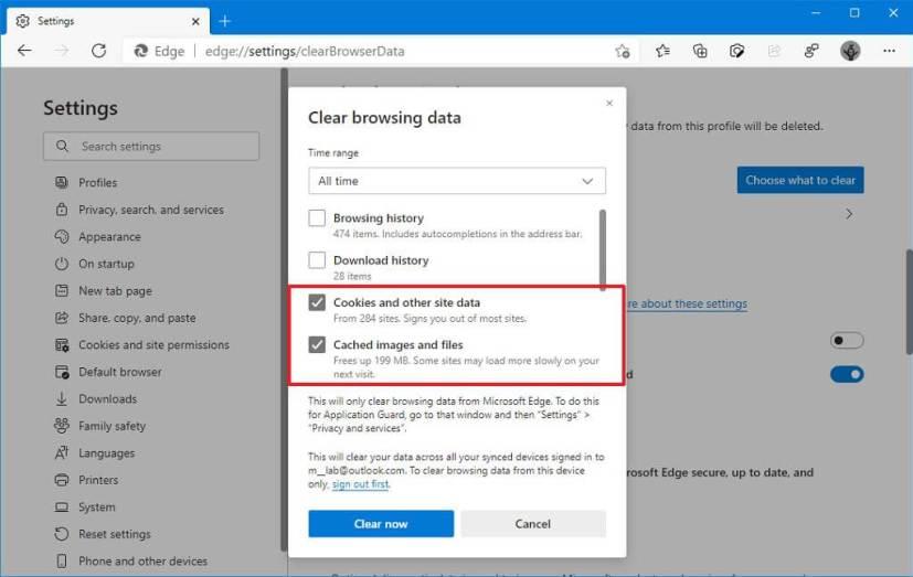 How to clear cache and cookies on Microsoft Edge