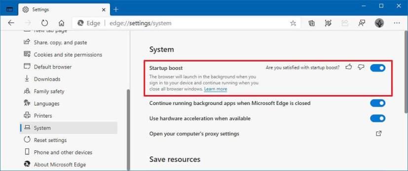 How to enable startup boost on Microsoft Edge