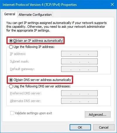 How to change from static to dynamic IP address on Windows 10