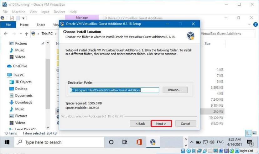 How to install Guest Additions for Windows 10 on VirtualBox