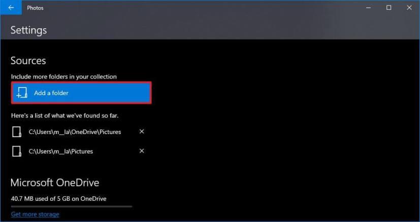 How to add folder locations to Photos app on Windows 10