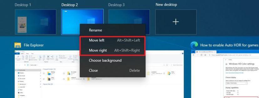 How to change order of virtual desktops on Windows 10