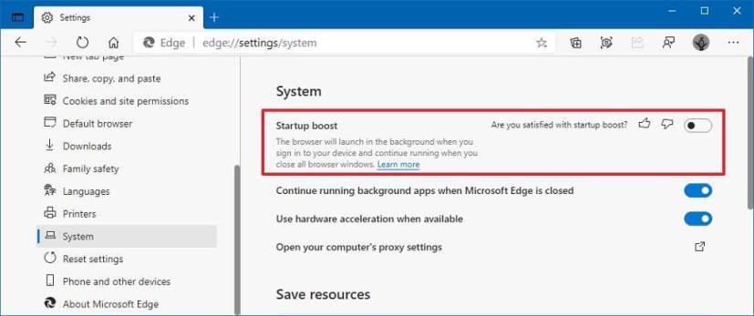 How to enable startup boost on Microsoft Edge