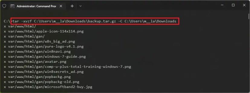 How to extract .tar.gz files on Windows 11