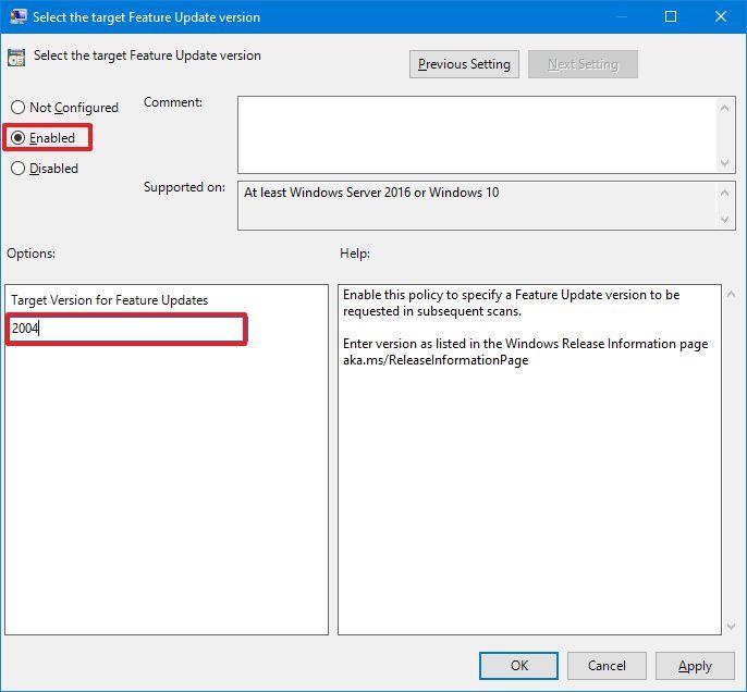 How to prevent version 20H2 from installing on Windows 10