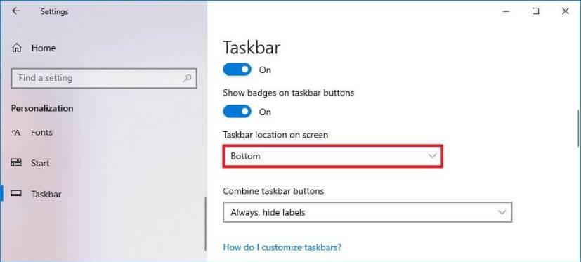 How to move taskbar top, bottom, left, right on Windows 10