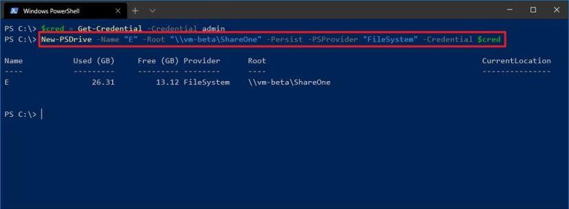 How to map network drive using PowerShell on Windows 10