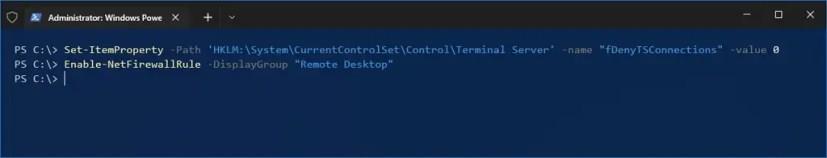 How to enable Remote Desktop using PowerShell on Windows 10