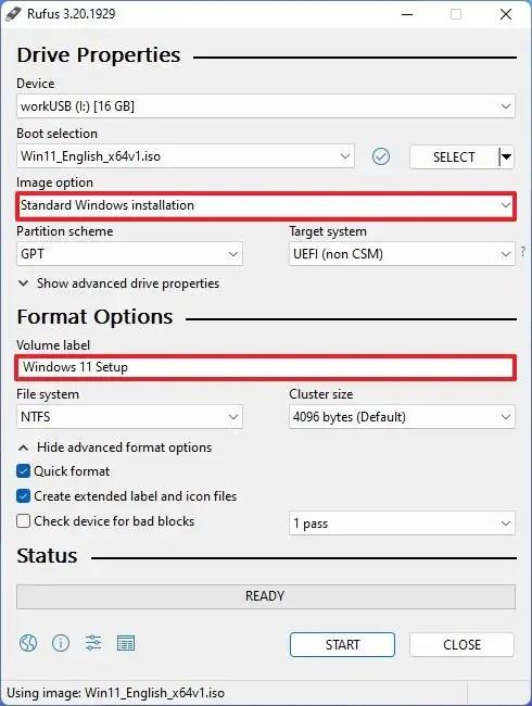 How to create bootable USB drive for Windows 11 with Rufus