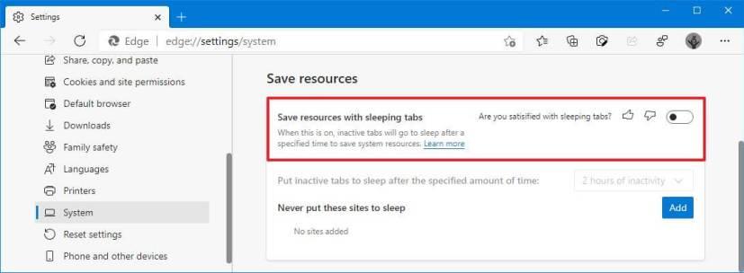 How to enable Sleeping Tabs to save resources on Microsoft Edge