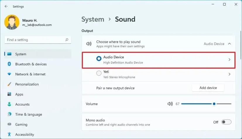 How to change speakers to output sound on Windows 11