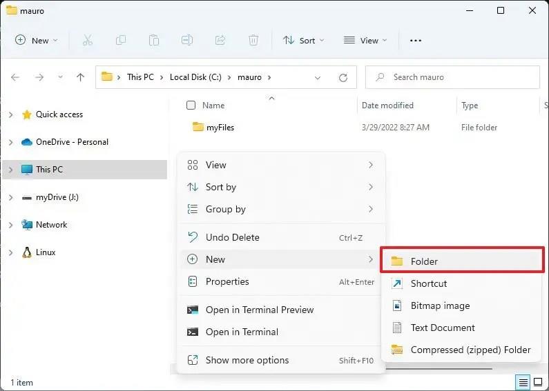 How to create new folder on Windows 11