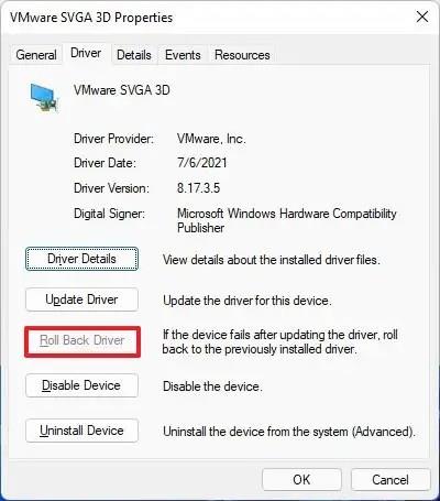 How to roll back driver version on Windows 11