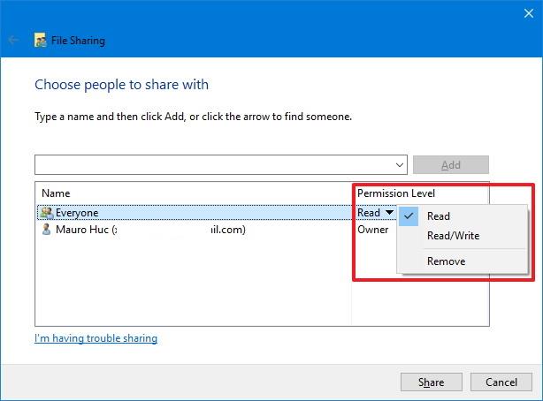 How to set up network file sharing on Windows 10