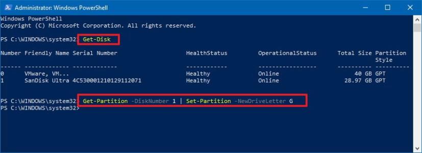 How to change drive letter using PowerShell on Windows 10